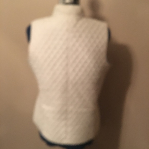 🎁2/$12 JANE ASHLEY SM CREAM FULL ZIP  THIN DIAMOND QUILT 2 POCKET VEST - Picture 4 of 10
